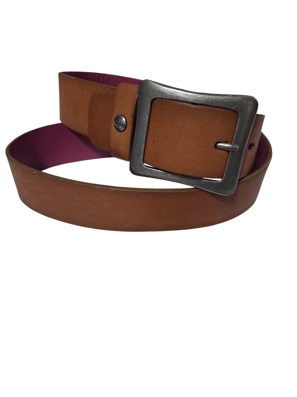 Penguin Genuine Leather Tan Casual Belt Size 36 Brown Silver Buckle - Picture 2 of 10